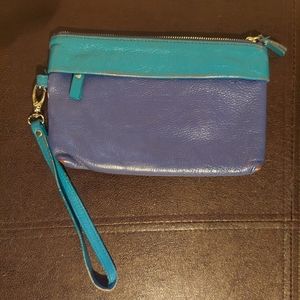 💥3/$25💥 Vintage Danier Wristlet Clutch Wallet Blue+Turquoise Genuine Leather